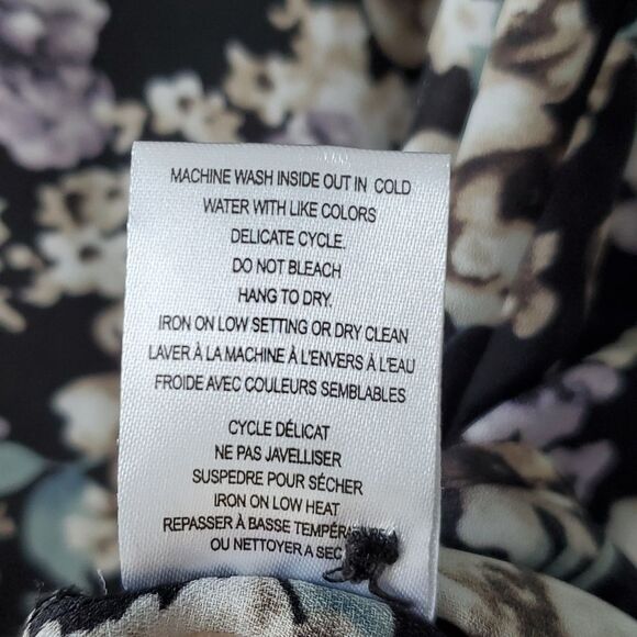 BLOUSOLOGY SLEEVELESS RUFFLE POPOVER TOP BLOUSE LARGE FLORAL FLOWY FALL BLACK - Picture 7 of 12